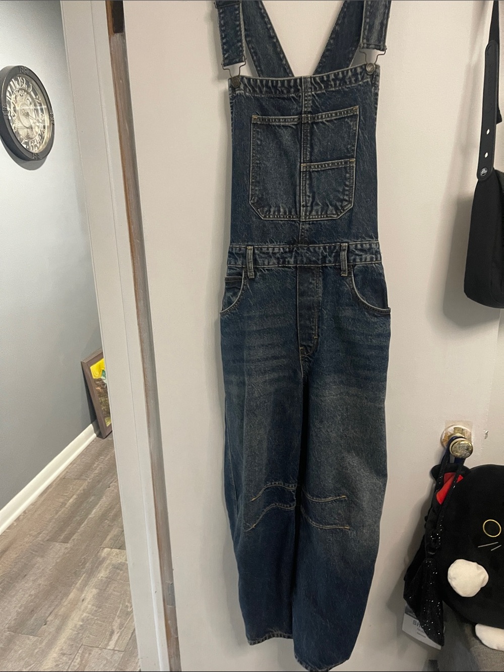 We The Free Dark Blue Denim Relaxed Overalls